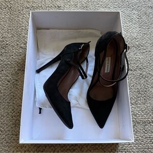 Tabitha Simmons Mari Black Suede Pointed Toe Stiletto Pumps EU37 - Made in Italy